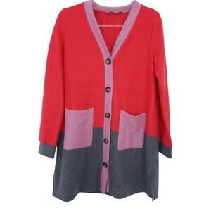 LUUKSE Long Cardigan Sweater Medium Colorblock Boyfriend Cardigan Casual